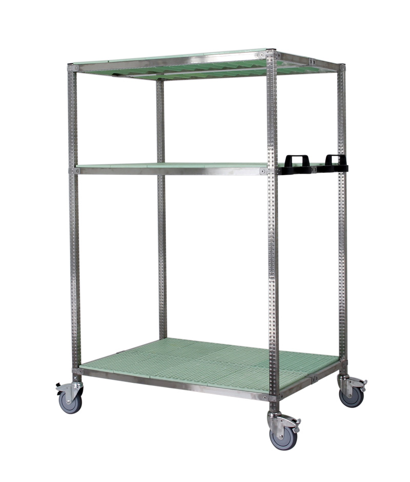 Chariot Haut Large INOX Vert - H.1.80 m - P. 92 cm