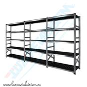Rayonnage tab. PP Noir - 3 éléments 1.20 m - H: 1.58 m - 4 tablettes