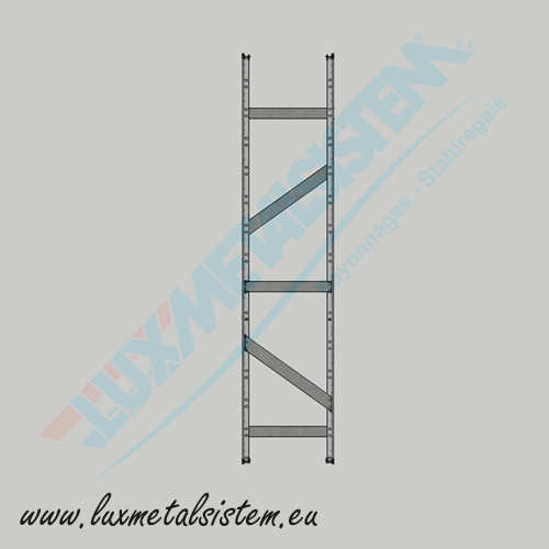 Echelle complte rayonnage avec pieds mtalliques SUPER-123 H. 1.84 m - P.32 cm