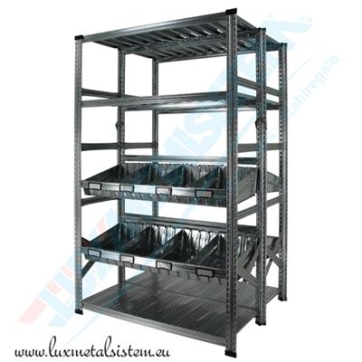 Rayonnage Double - Elément Départ-Suivant avec Bacs Modulaires - H : 1.97 m
