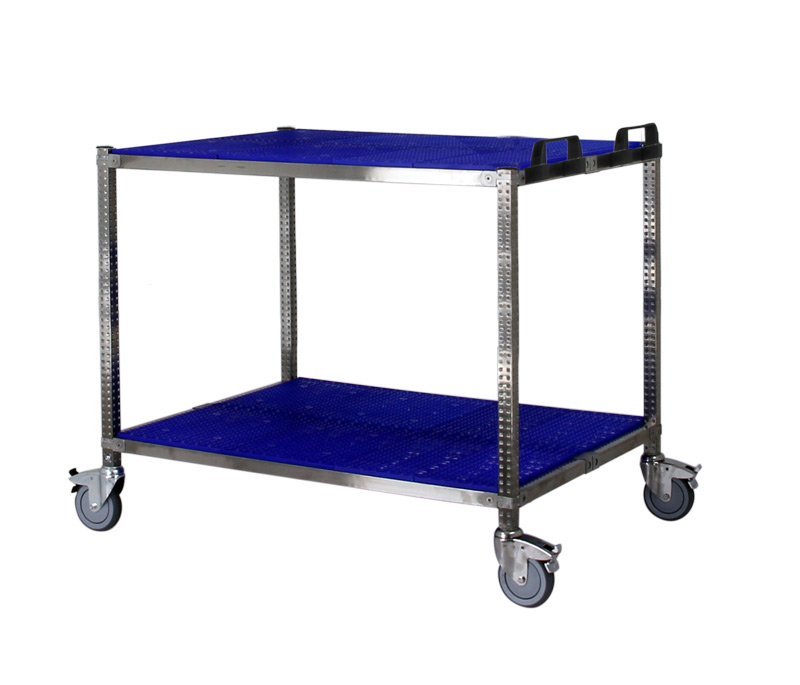 Chariot bas large INOX Bleu - H.1.06 m - P.92 cm