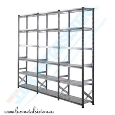 Rayonnage métallique - 3 éléments 1.05 m - H: 2.50 m - 6 tablettes