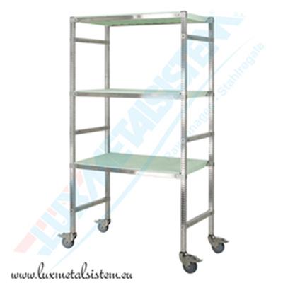 Chariot Haut Etroit INOX Vert - H.1.66 m - P.52 cm