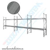 RAYONNAGE Mi-Lourd - Tablettes perforées 50 % - H. 2,50 m - P. 45 à 85 cm