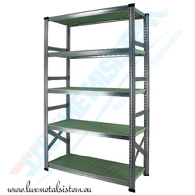 Rayonnage Elément Départ PP Vert 90 cm - H: 1.97 m - 5 tablettes