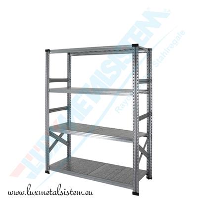Rayonnage métallique - Elément Départ 90 cm - H: 1.58 m - 4 tablettes