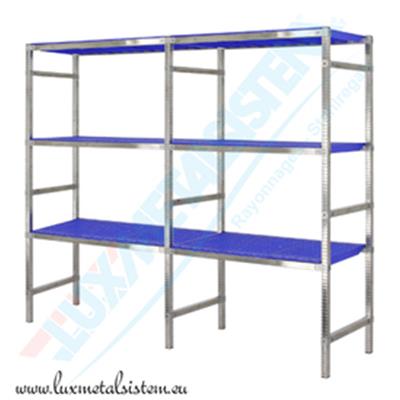Rayonnage Inox tab. PP Bleu - 2 éléments