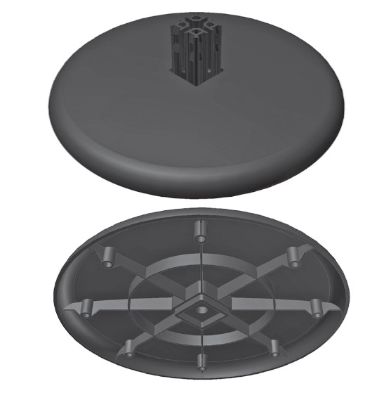 Embase circulaire - Rayonnage Inox