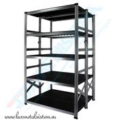 Rayonnage Double Elém. Suivant - Tab. PP Noir - H: 1.97 m - 5 tablettes