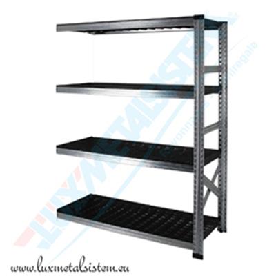 Rayonnage Elément Suivant PP Noir 1.05 m - H: 1.58 m - 4 tablettes