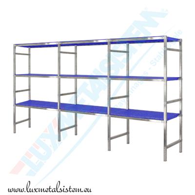 Rayonnage Inox tab. PP Bleu - 3 éléments