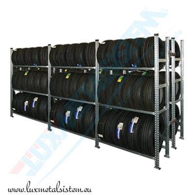 Rayonnage pneus double-face 3 éléments