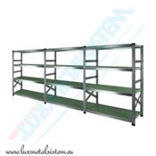 Rayonnage tab. PP Vert - 3 éléments 90 cm - H: 1.97 m - 5 tablettes