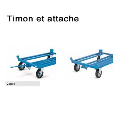 Attache et timon pour rouleurs de palettes