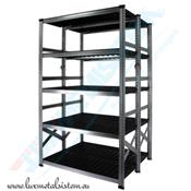Rayonnage Double Elém. Suivant - Tab. PP Noir - H: 1.97 m - 5 tablettes