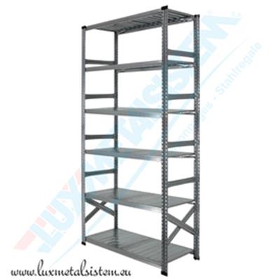Rayonnage métallique - Elément Départ 1.35 m - H: 2.50 m - 6 tablettes
