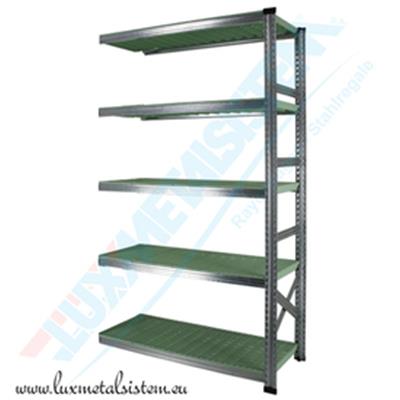 Rayonnage Elément Suivant PP Vert 1.20 m - H: 1.97 m - 5 tablettes