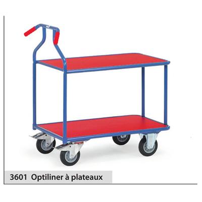 Optiliner-Chariot à plateaux 3601 bleu/rouge