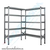 Rayonnage acier d'Angle tablettes Perforées - H: 1.97 m - 5 tablettes
