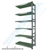 Rayonnage Elément Suivant PP Vert 1.35 m - H: 2.50 m - 6 tablettes