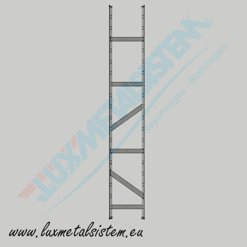 Echelle complte rayonnage avec pieds mtalliques SUPER-123 H. 2.50 m - P.32 cm