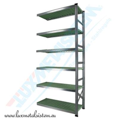 Rayonnage Elément Suivant PP Vert 90 cm - H: 2.50 m - 6 tablettes