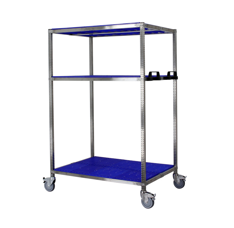 Chariot Haut Large INOX Bleu - H. 2.16 m - P. 92 cm