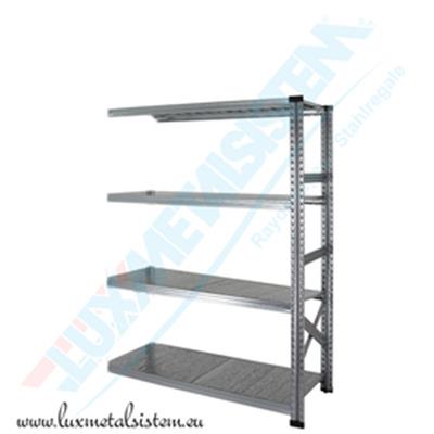 Rayonnage métallique - Elément Suivant 90 cm - H: 1.58 m - 4 tablettes