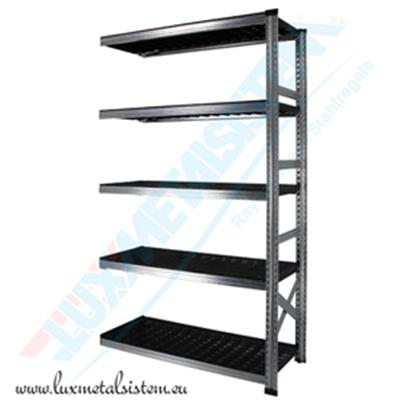 Rayonnage Elément Suivant PP Noir 90 cm - H: 1.97 m - 5 tablettes