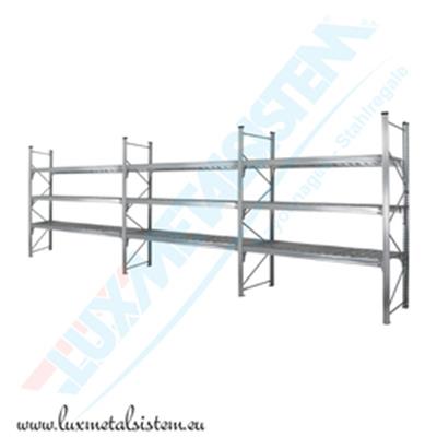 RAYONNAGE Mi-Lourd - Tablettes perforées 50 % - H. 2,50 m - P. 45 à 85 cm